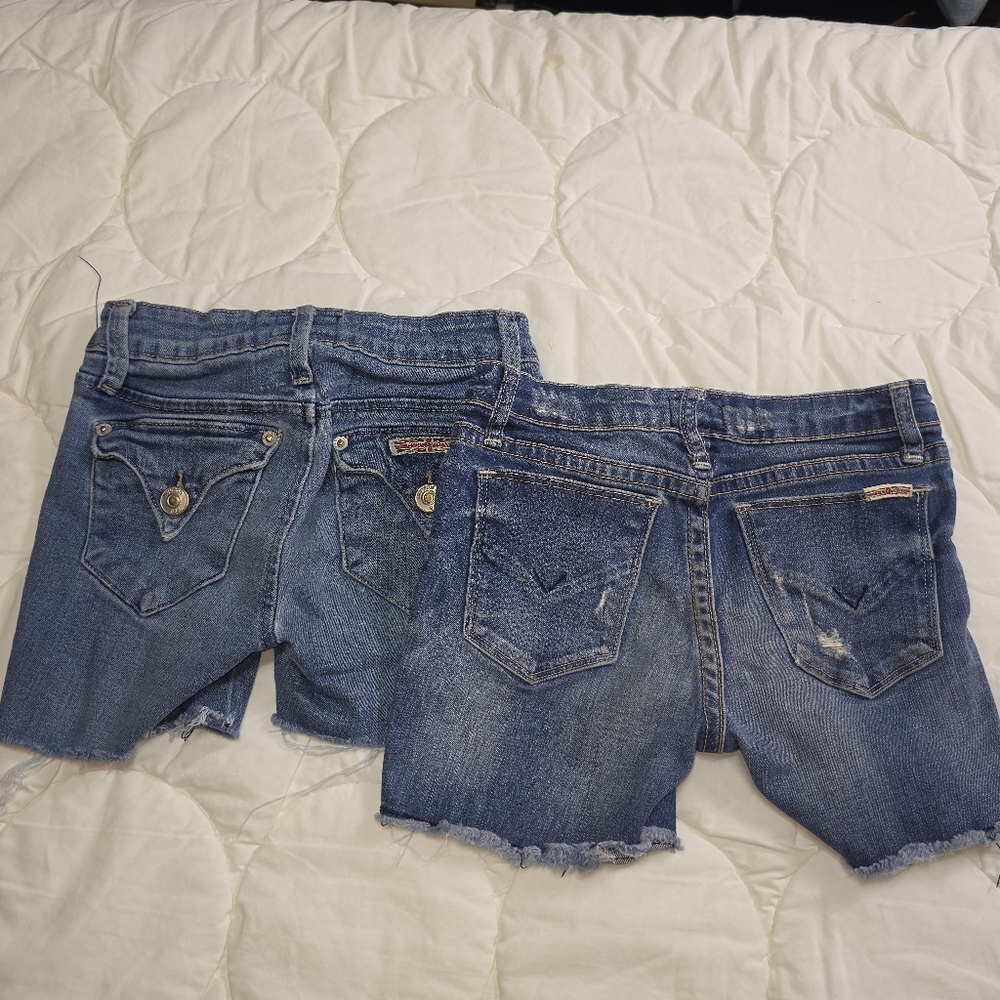 Hudson Kids Girls Denim Shorts Bundle Size 7 & 6X Distressed Raw Hem Cutoff Jean